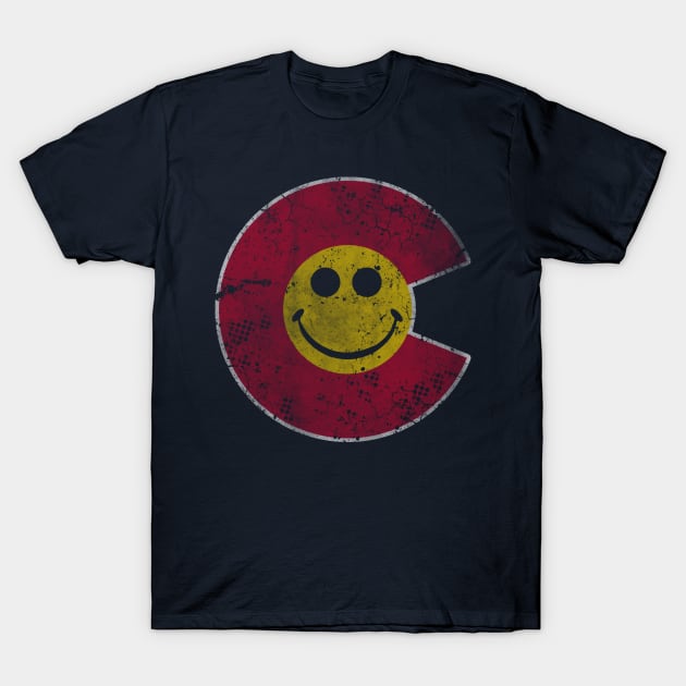 Colorado Flag Smiley Face T-Shirt by E
